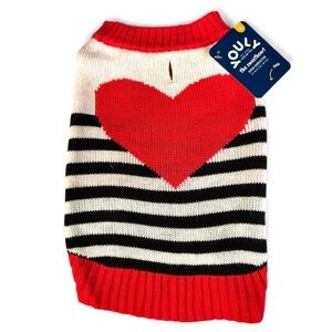 NWT YOULY heart stripe dog sweater S
